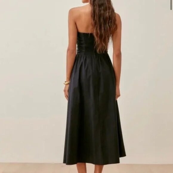 NEW Reformation Lissa Cotton Midi Dress Black Removable Strap | size 4 - Picture 5 of 14